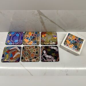 Vintage Desert Earth Susan Betts 2004 Australian Aboriginal Art 6 Coasters